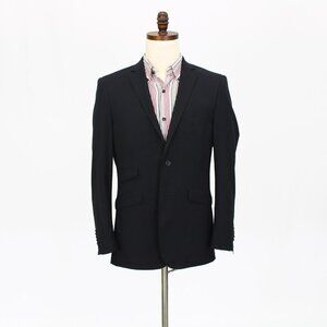 English Laundry 38R Black Solid 2-Button Sport Coat Blazer Jacket P361
